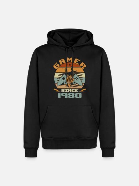 Gamer siden 1980 - Gaming fødselsdagsgave 1980 - Herre Premium økologisk hoodie - sort