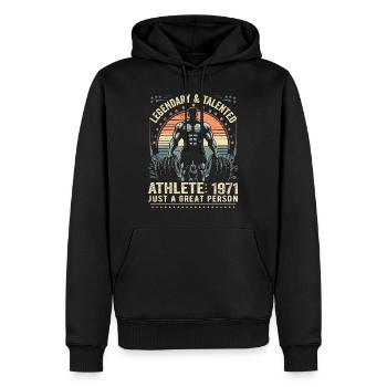 Jahrgang 1971 Fitness Geburtstagsgeschenk 1971 - Männer Premium Bio Hoodie - Schwarz - Vorne - Nico (187cm)