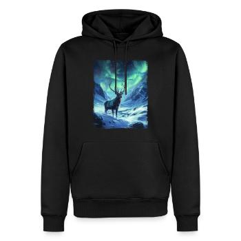 Aurores boréales Cerf Animal Aurore boréale Cerf - Sweat à capuche Premium bio Homme - noir - Devant - Nico (187cm)