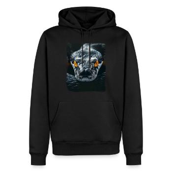 Gelbe Augen Schwarze Schlange Python Kobra Reptil Viper - Männer Premium Bio Hoodie - Schwarz - Vorne - Nico (187cm)