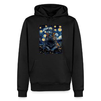 Hippopotame Hippopotame pygmée Animal Nuit étoilée - Sweat à capuche Premium bio Homme - noir - Devant - Nico (187cm)