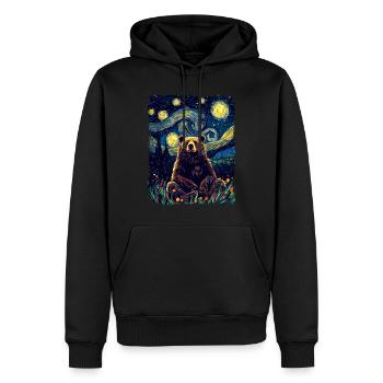 Grizzly Bear Animal Starry Night Sky Painting - Men’s Premium Organic Hoodie - black - Front - Nico (187cm)