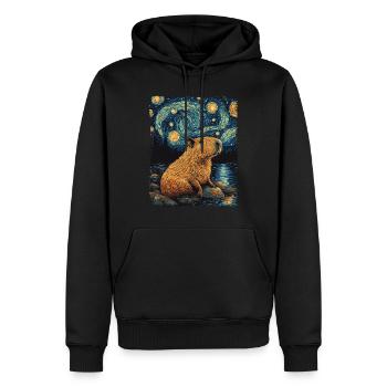 Capybara Animal Rongeur Ciel Nocturne Étoilé Peinture - Sweat à capuche Premium bio Homme - noir - Devant - Nico (187cm)