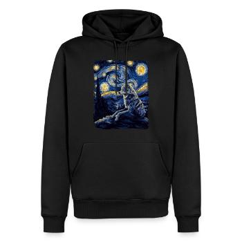 Wolf Kojote Wildes Tier Sternenhimmel Malerei - Männer Premium Bio Hoodie - Schwarz - Vorne - Nico (187cm)