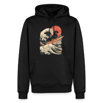 Dachshund Dog Animal Japanese Surfing Beach Wave - Men’s Premium Organic Hoodie - black - Front - Nico (187cm)