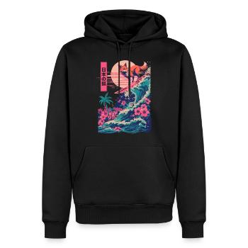 Fox Red Fox Animal Japanese Surfing Beach Wave - Men’s Premium Organic Hoodie - black - Front - Nico (187cm)