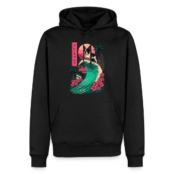 French Bulldog Dog Animal Japanese Surfing Flower - Men’s Premium Organic Hoodie - black - Front - Nico (187cm)