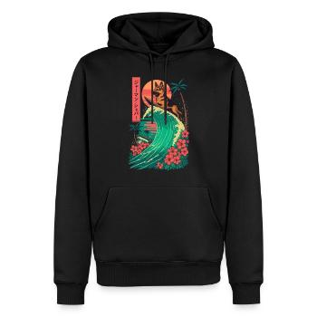 German Shepherd Dog Animal Japanese Surfing Flower - Men’s Premium Organic Hoodie - black - Front - Nico (187cm)