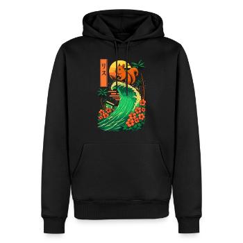 écureuil rongeur animal japonais surf fleur - Sweat à capuche Premium bio Homme - noir - Devant - Nico (187cm)