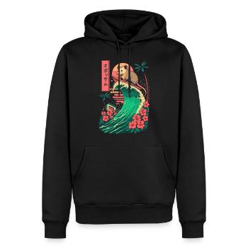 Opossum, rat, rongeur, animal, japonais, surf, fleur - Sweat à capuche Premium bio Homme - noir - Devant - Nico (187cm)
