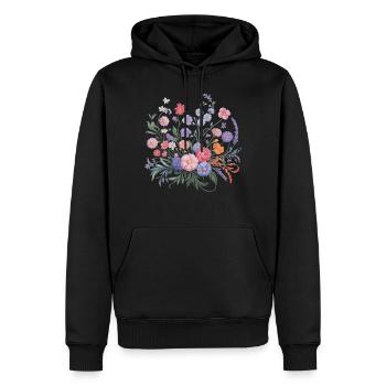 Jardinier de fleurs florales de fleurs sauvages colorées - Sweat à capuche Premium bio Homme - noir - Devant - Nico (187cm)