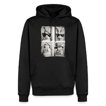 Drôle mignon lapin lapin animal photobooth selfie - Sweat à capuche Premium bio Homme - noir - Devant - Nico (187cm)