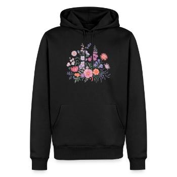 Jardinier de fleurs florales de fleurs sauvages colorées - Sweat à capuche Premium bio Homme - noir - Devant - Nico (187cm)