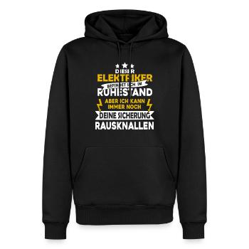 Retired electrician - blow out the fuse - Men’s Premium Organic Hoodie - black - Front - Nico (187cm)