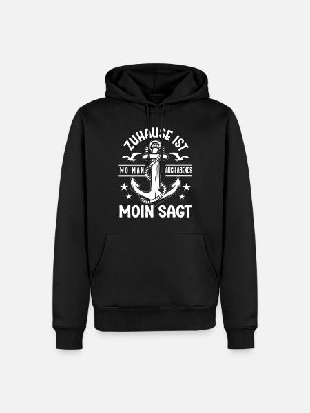 Northern Lights North Sea is where you say hello even in the evening - Men’s Premium Organic Hoodie - black