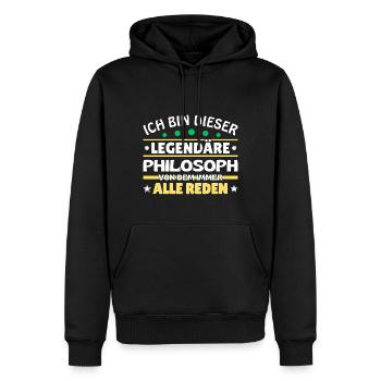Ich bin dieser legendäre Philosoph - Männer Premium Bio Hoodie - Schwarz - Vorne - Nico (187cm)
