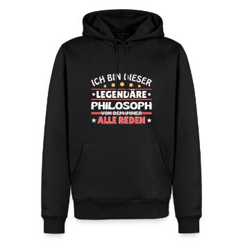 Ich bin dieser legendäre Philosoph - Männer Premium Bio Hoodie - Schwarz - Vorne - Nico (187cm)