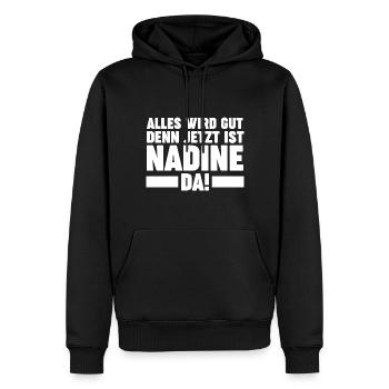 Nadine - Männer Premium Bio Hoodie - Schwarz - Vorne - Nico (187cm)