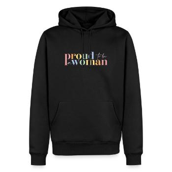 Femme fière | Grande façade - Sweat à capuche Premium bio Homme - noir - Devant - Nico (187cm)