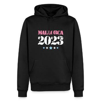 Majorque 2023 - Sweat à capuche Premium bio Homme - noir - Devant - Nico (187cm)