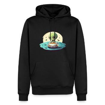 grünes alien kaffee kaffeetrinker - Männer Premium Bio Hoodie - Schwarz - Vorne - Nico (187cm)