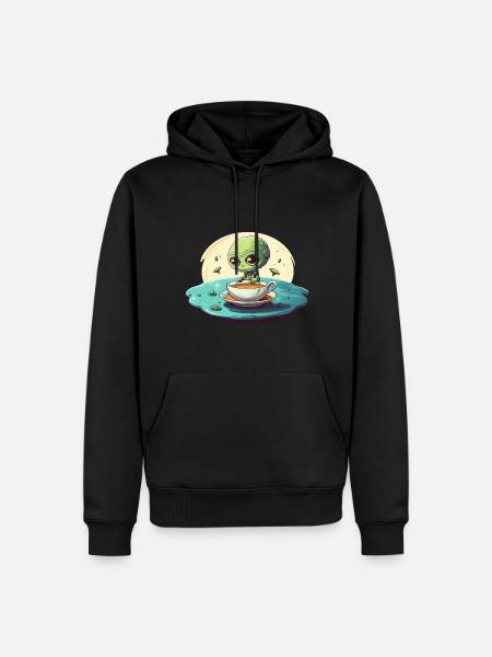 Green Alien Coffee Coffee Drinker - Men’s Premium Organic Hoodie - black
