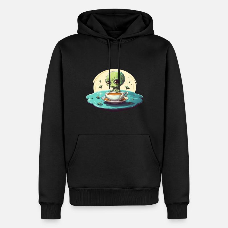 grünes alien kaffee kaffeetrinker - Männer Premium Bio Hoodie - Schwarz