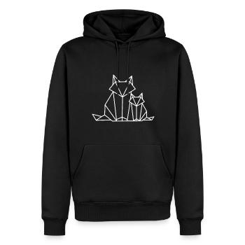 Fuchs Geometrisch Linie - Männer Premium Bio Hoodie - Schwarz - Vorne - Nico (187cm)