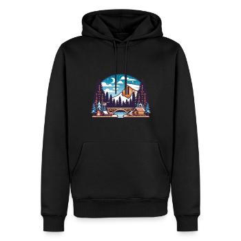 Yosemite Camping États-Unis Cabane en bois Montagnes Ski Camp Fire - Sweat à capuche Premium bio Homme - noir - Devant - Nico (187cm)