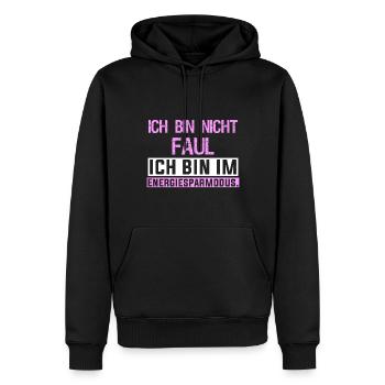 Ich bin nicht faul ich bin im Energiesparmodus. - Männer Premium Bio Hoodie - Schwarz - Vorne - Nico (187cm)
