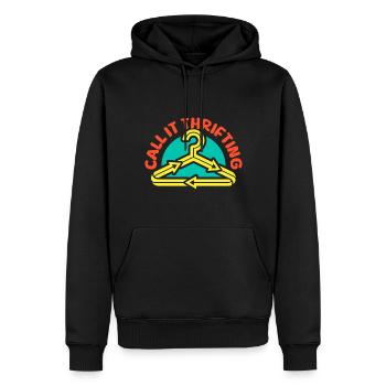 Thrift Shopper Call It Thrifting Thrift Store - Männer Premium Bio Hoodie - Schwarz - Vorne - Nico (187cm)