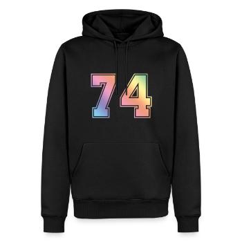74 Numéro coloré - Sweat à capuche Premium bio Homme - noir - Devant - Nico (187cm)