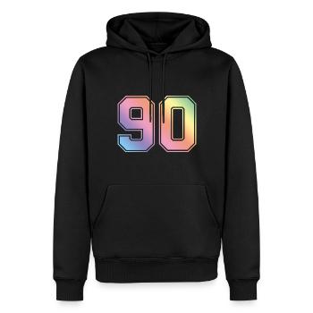 90 Zahl Bunt - Männer Premium Bio Hoodie - Schwarz - Vorne - Nico (187cm)