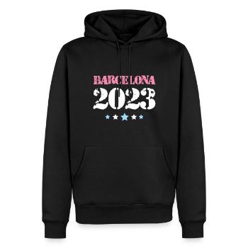 Barcelona 2023 - Männer Premium Bio Hoodie - Schwarz - Vorne - Nico (187cm)