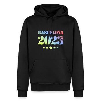 Barcelona 2023 - Männer Premium Bio Hoodie - Schwarz - Vorne - Nico (187cm)