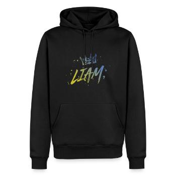 Liam - Men’s Premium Organic Hoodie - black - Front - Nico (187cm)