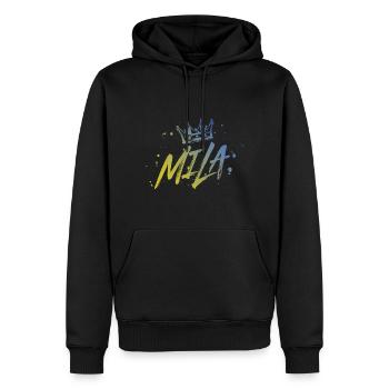Mila - Männer Premium Bio Hoodie - Schwarz - Vorne - Nico (187cm)