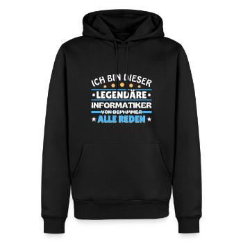 Ich bin dieser legendäre Informatiker - Männer Premium Bio Hoodie - Schwarz - Vorne - Nico (187cm)
