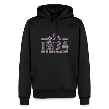 jahrgang 1974 Geburtstag Berge Wandern Klettern - Männer Premium Bio Hoodie - Schwarz - Vorne - Nico (187cm)