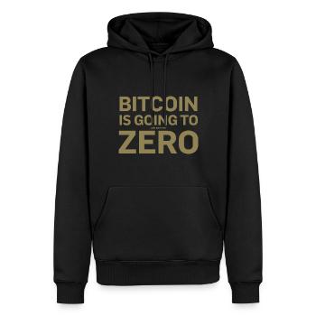 Bitcoin Sprüche Bitcoin wird noch eine Null hinzuf - Männer Premium Bio Hoodie - Schwarz - Vorne - Nico (187cm)