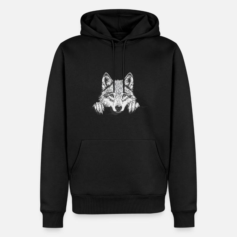 Wolf - Männer Premium Bio Hoodie - Schwarz