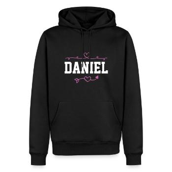 Daniel - Männer Premium Bio Hoodie - Schwarz - Vorne - Nico (187cm)