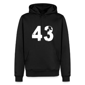 43 Maillot numéro - Sweat à capuche Premium bio Homme - noir - Devant - Nico (187cm)