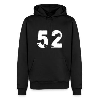 52 Maillot numéro - Sweat à capuche Premium bio Homme - noir - Devant - Nico (187cm)
