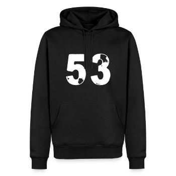 53 Numéro maillot - Sweat à capuche Premium bio Homme - noir - Devant - Nico (187cm)