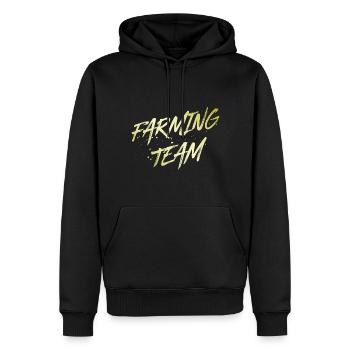 Farming Team - Männer Premium Bio Hoodie - Schwarz - Vorne - Nico (187cm)