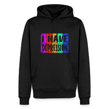 Ich habe Depressionen - Männer Premium Bio Hoodie - Schwarz - Vorne - Nico (187cm)
