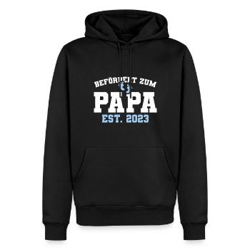 Werdender Papa 2023 Schwangerschaft Verkündung - Männer Premium Bio Hoodie - Schwarz - Vorne - Nico (187cm)