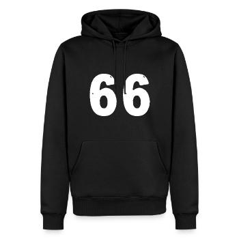 66 Maillot numéro - Sweat à capuche Premium bio Homme - noir - Devant - Nico (187cm)