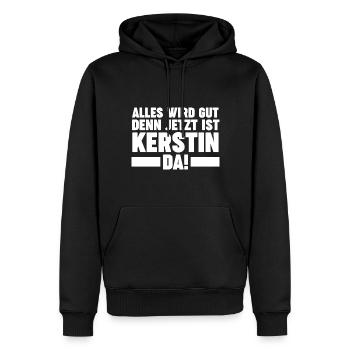 Kerstin - Männer Premium Bio Hoodie - Schwarz - Vorne - Nico (187cm)